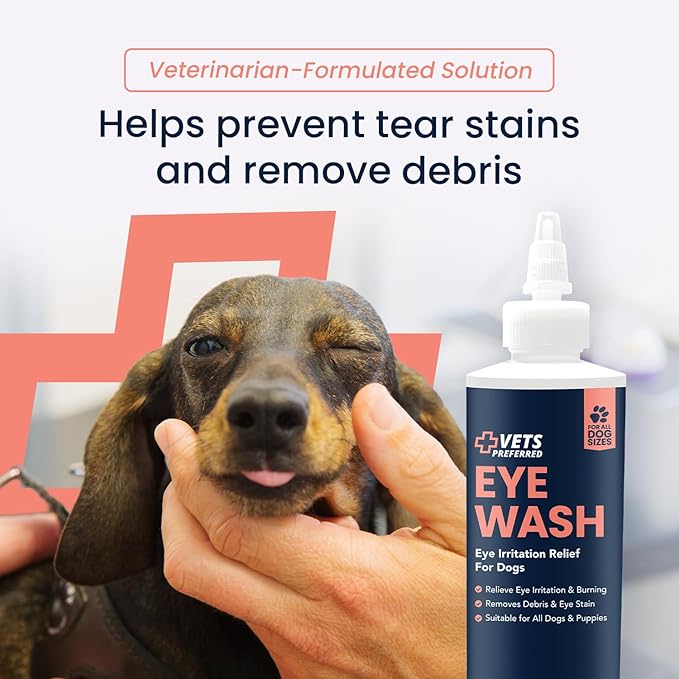 Vets Preferred Eye Cleaner for Dogs - Dog Eye Wash Drops for Infection & Tear Stain Remover - Improves Allergy Symptoms, Infections & Runny Eyes - Dog Eye Drops Rinse for Every Dog - 4 Oz