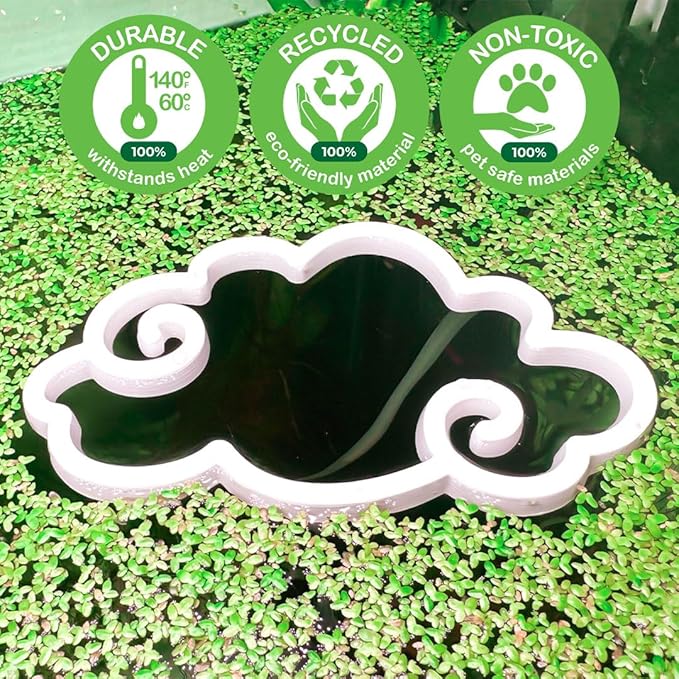 Fish Feeding Portals for Betta & Aquariums | Floating Food Rings & Breathing Windows (Multiple Shapes & Colors) (Cloud - Clear)
