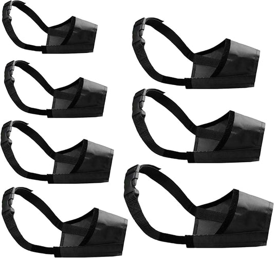 Dog Muzzles Suit, 7 PCS Adjustable Breathable Safety Small Medium Large Extra Dog Muzzles for Anti-Biting Anti-Barking Anti-Chewing Safety Protection (Black)