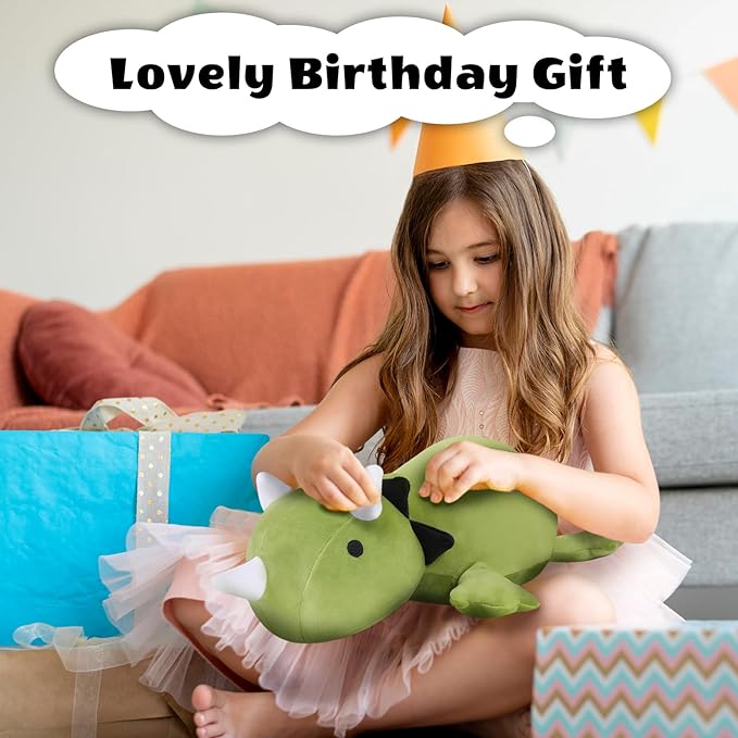 Finebee Weighted Dinosaur Stuffed Animals, Cute Weighted Dino Plush, Soft Stuffed Weighted Plushie Pillow Gifts for Kids & Adults (23.6" 3.1Lbs)