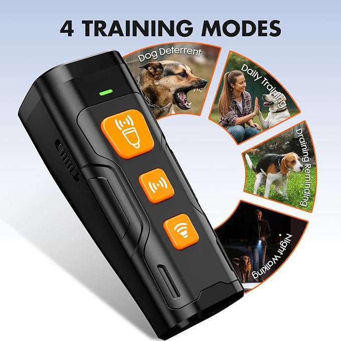 YUYQA Dog Bark Deterrent Device, 3X Ultrasonic Anti Barking, 6 Training Modes 23 FT Range Barks No More Indoors Outdoors Behavior Correct Safe & Humane Rechargeable Compact Bark Control for Dogs
