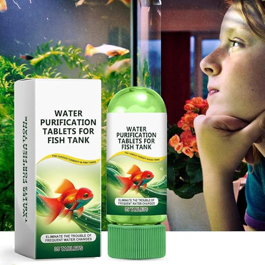 Powerful Aquarium Water Purification Tablet for Fish Tank,Portable Aqua Water Purification Tablets,Water Purifying Tablets for Aquariums,Remove All Kinds of Turbidity from Fish Tank Water (2pcs)