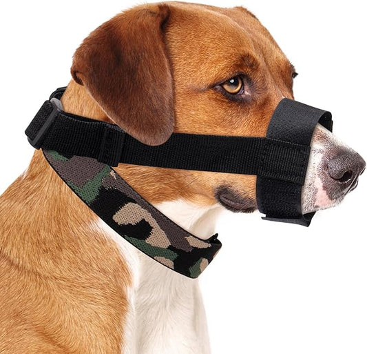 Coppthinktu Dog Muzzle with No-Escape Elastic Neck Collar, Soft Adjustable Muzzle for Small Medium Large Dogs, Breathable Dog Mouth Guard to Prevent Biting Barking & Chewing (Black L)