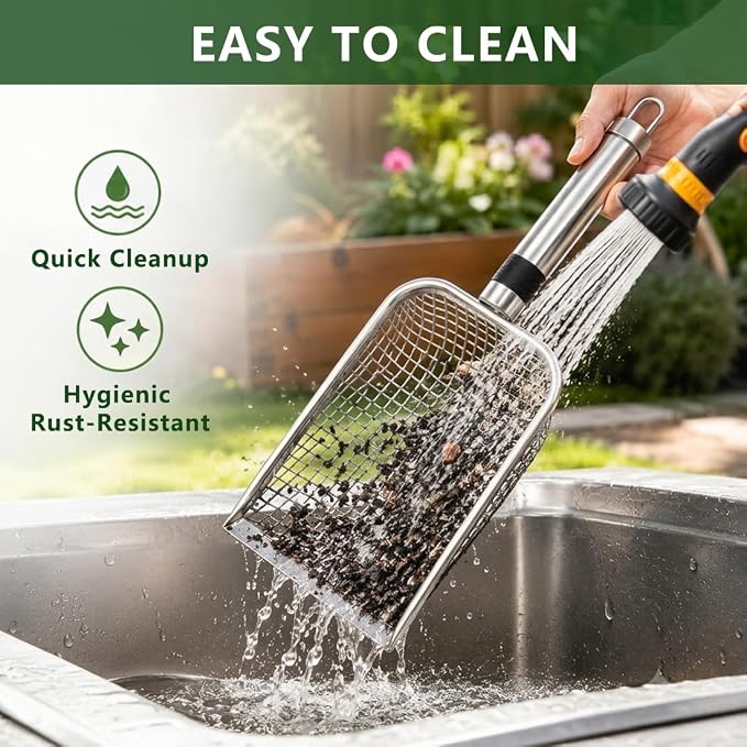4pcs Gardening Soil Sifter with Stainless Steel Handle Sand Soil Compost Sifter Mesh Screen for Sand,Dirt, Rock,Compost,Filtration (4)