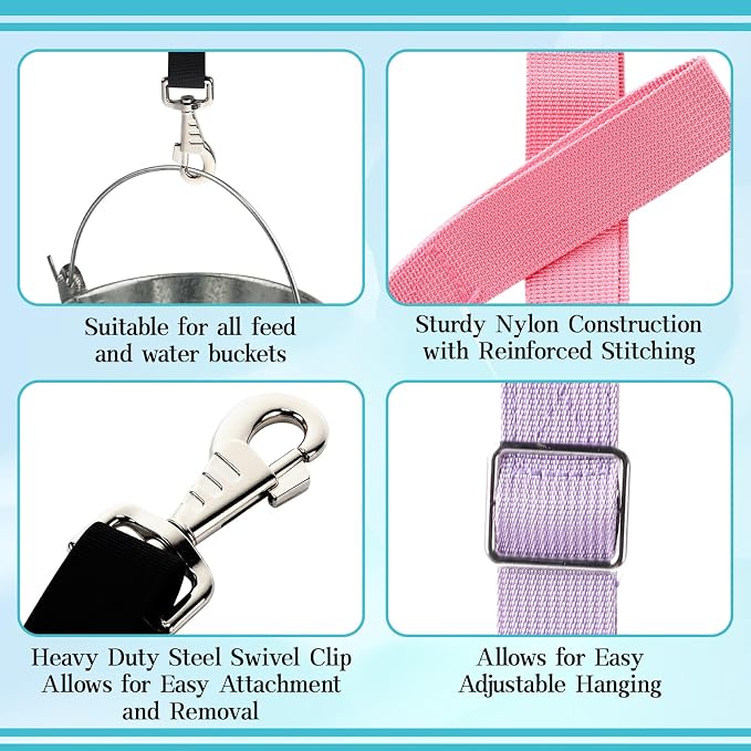 10 Pcs Horse Bucket Strap Hangers Horse Suppliers Adjustable Nylon Bucket Strap for Buckets Hay Nets Outdoor Feeders(Multicolor)