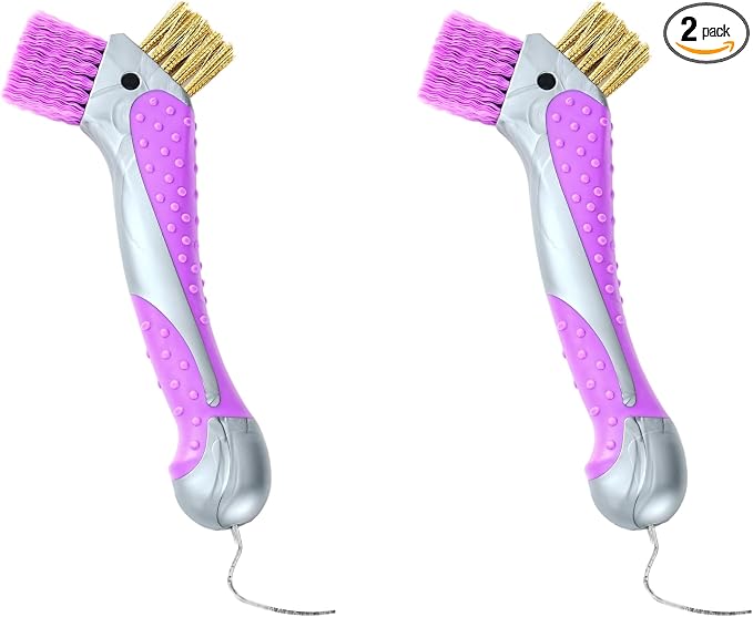Horse Hoof Pick with Dual Brush,TPR Non-Slip Grip, Farrier Tool Hoof Pick for Horse Hoof Cleaning and Grooming