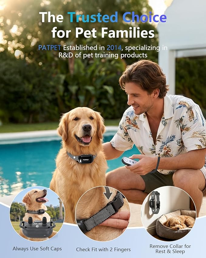 PATPET Shock Collar for Dogs(10-120lbs), 4000ft Rechargeable IPX7 Waterproof Training Collar with Remote for 2 Dogs- Electric Dog Collar for Small Medium Large Dogs 2 Packs