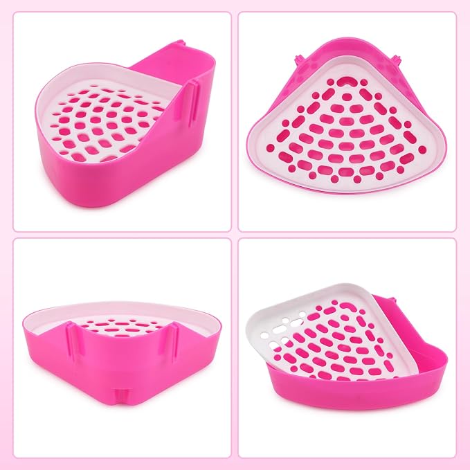 Hypeety Pet Toilet Small Animal Litter Tray Corner for Hamster Guinea Pig Ferret Gerbil Chinchilla Pet Small Rat Toilet Pink