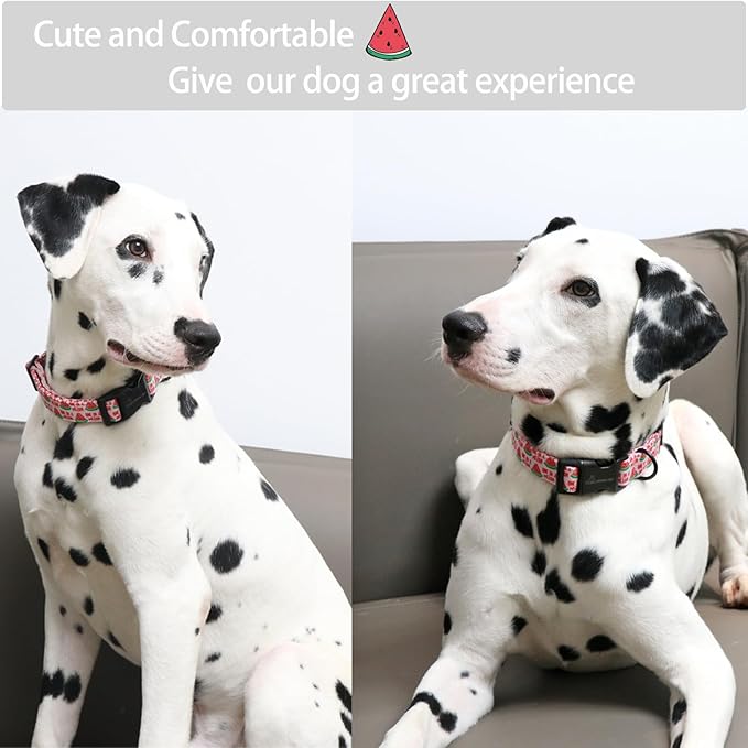 ARING PET Summer Dog Collar-Cute Watermelon Dog Collar for Small Dogs, Adjustable Soft Cotton Girl Dog Collars for Small Medium Large Dogs, X-Small