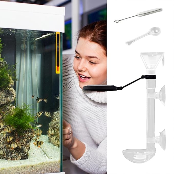 Fish Food Feeder - Aquarium Pipe with Directional Telescopic Tube, Clear Suction Cup Dispenser, Adjustable Target Feeding Tool, Spill Control Design | Vacation Solution for Shrimp Turtle Home Pond