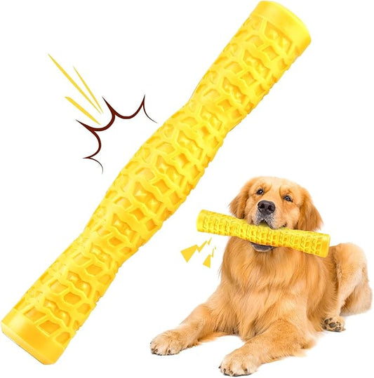 LOYEE Dog Squeaky Toys Interactive Dog Toys for Aggressive Chewers Tough Rubber Chew Toys for Medium/Large Breed, Indestructible Puppy Chew Toys for Teething (Yellow)