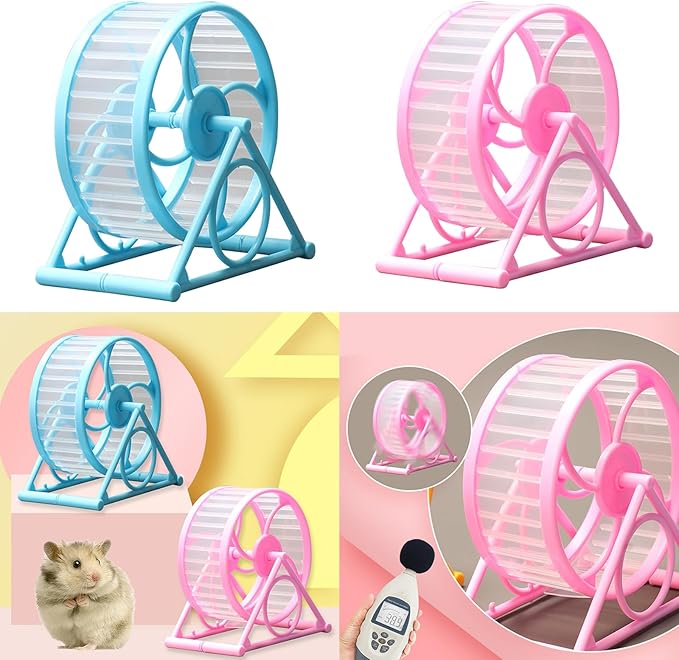 Pet Hamster Exercise Wheel with Stand - Playing Supplies Cage Toy for Gerbils - Jogging Toy - Small, Yellow