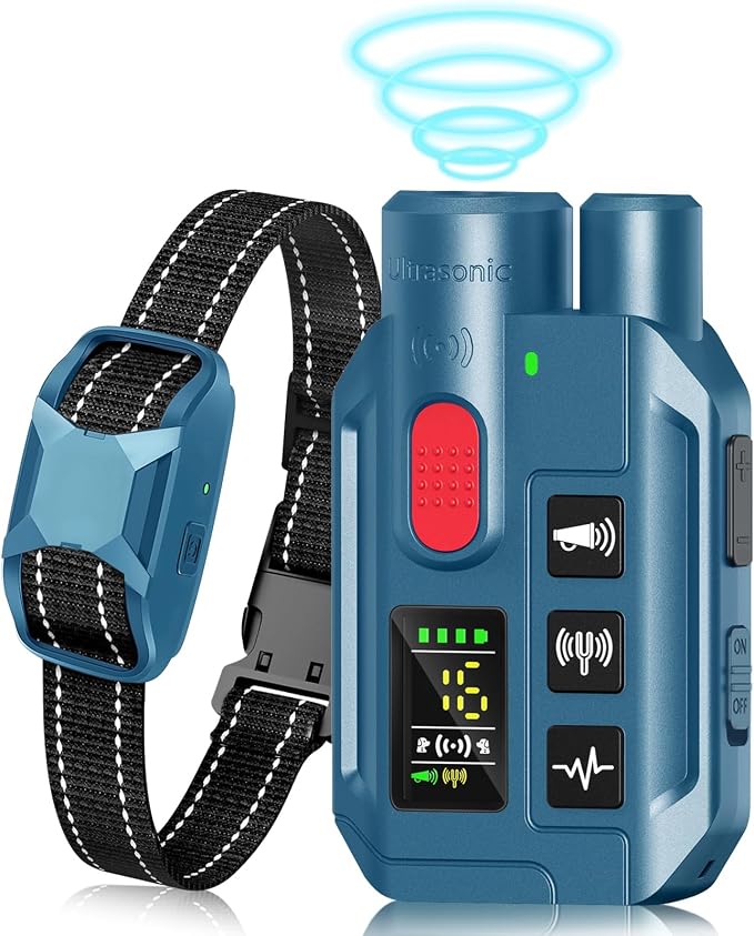 Dog Shock Collar with Remote Control,2000FT Range Dog Training Collar with 4 Training Modes,IP67 Waterproof Dog Bark Collar for Small Medium and Large Dogs（Dark Blue）