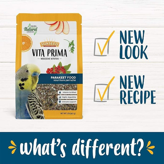 Sunseed Vitakraft Vita Prima Cockatiel and Lovebird Food 3 lb Bag with Wholesome Daily Nutrition Natural Seeds Grains Fruits and Vegetables Fortified with Vitamins Minerals for Strong Healthy Birds