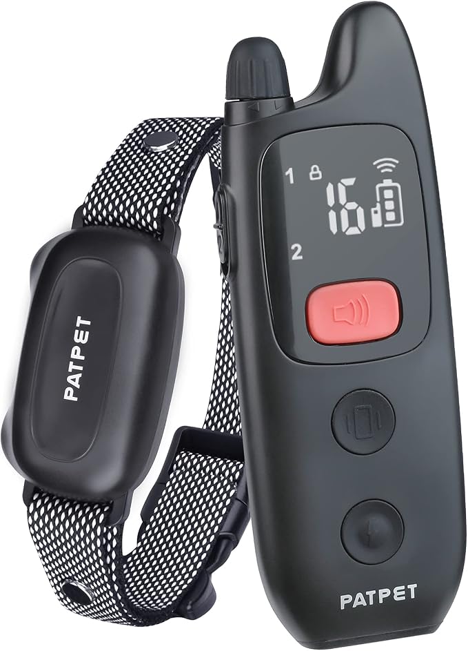 PATPET Dog Training Collar with Remote, IPX7 Waterproof Dog Shock Collar for Dogs, 3 Training Modes Beep Vibration 16 Levels, Rechargeable Dog Collars for Small Medium Large Dogs(10-140lbs)
