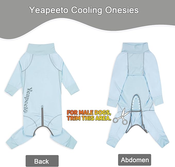 Dog Sun Protection Cooling Suit UPF 50+, Quick-Dry Breathable Jumpsuit for Large & Medium Dogs, Outdoor Dirt-Resistant Shedding Control Pet Apparel (Ice Blue, 3X-Large)