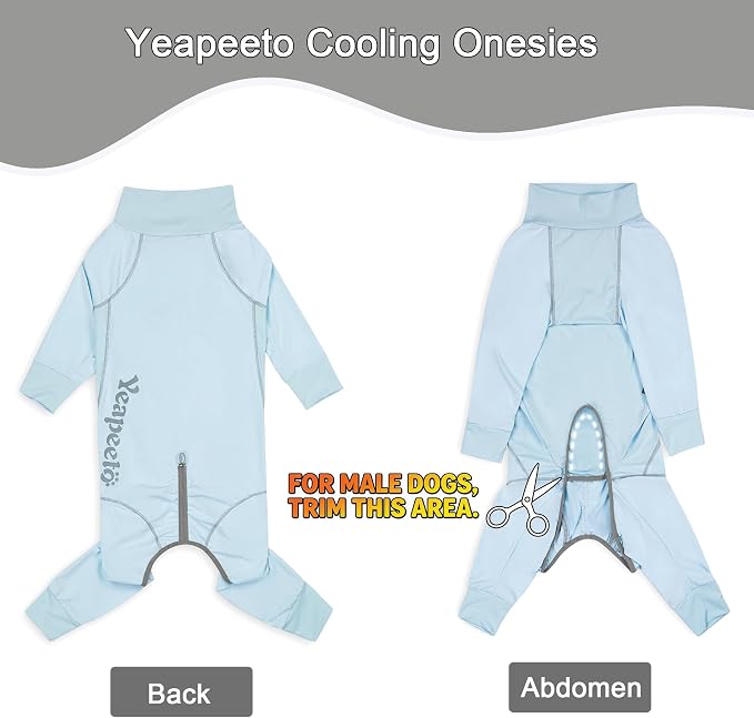 Dog Sun Protection Cooling Suit UPF 50+, Quick-Dry Breathable Jumpsuit for Large & Medium Dogs, Outdoor Dirt-Resistant Shedding Control Pet Apparel (Ice Blue, 6X-Large)