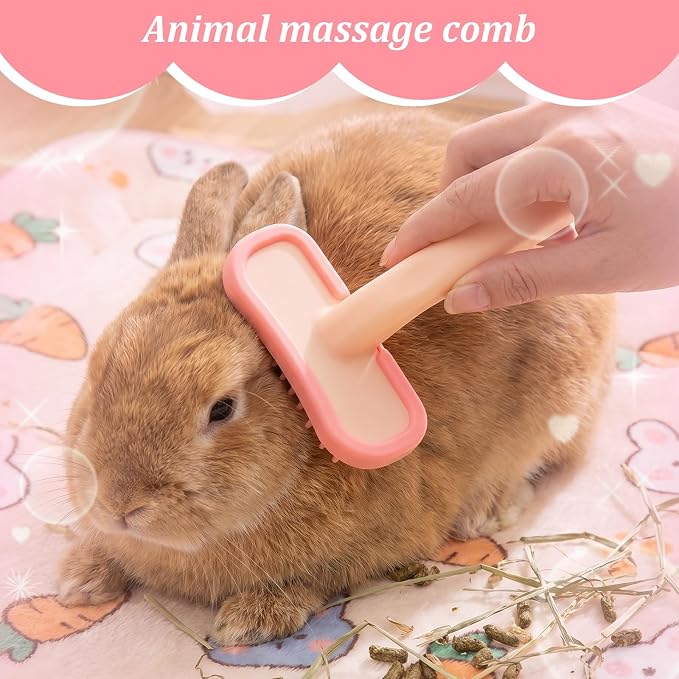 2Pcs Soft Silicone Small Animal Massage Comb Rabbit Brush | Practical Bunny Brush for Grooming, Bunny Grooming Kit, Small Pets Brushes for Rabbits, Cats, Dogs, Kittens & Puppies