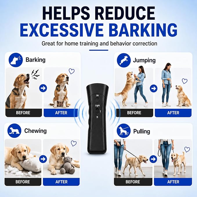 Trainer Ultrasonic for Dogs, Anti Barking Device, 2-in-1 Handheld Dog Repeller, Bark Control Tool for Indoor & Outdoor (2PCS) | Suitable for all pets
