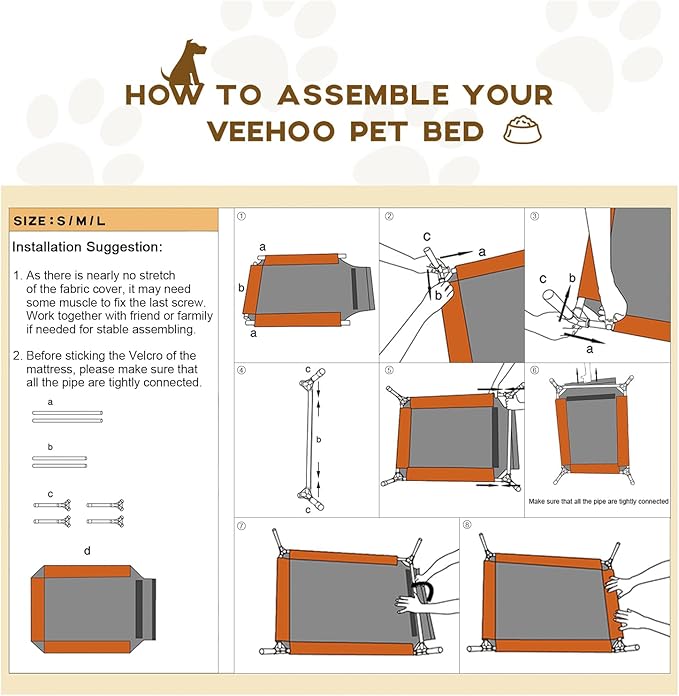 Veehoo Outdoor Elevated Dog Bed Large Sized Dogs, Extra Large Cooling Raised Dog Cots Beds Training Platform Off Ground Hammock with Breathable Mesh, No-Slip Feet, 45"x33", Beige Coffee