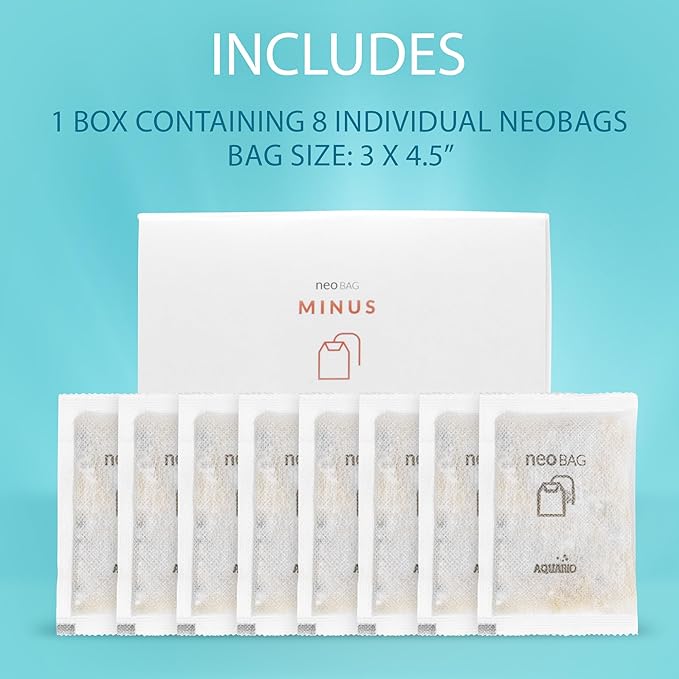 Aquario Neo Minus - Aquarium Filter Media - Harmful Negative Ion Adsorption, Phosphate Remover and Nitrate Remover for Aquarium Freshwater, Ideal for Aquatic Habitats - 8-Count Bags