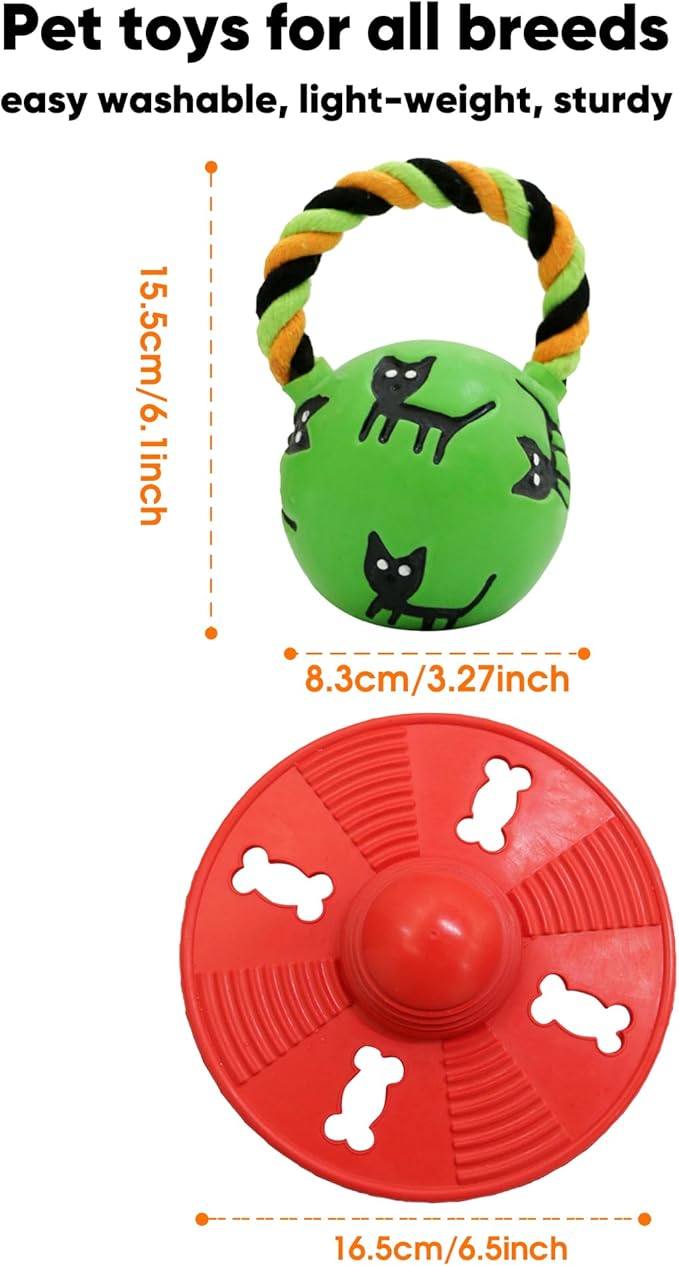 Deeow Alieen Dog Frisbee for Fetch, Teething Clean Outdoor Flying Disc, Interactive Squeaky Dogs Toy for Outdoor Pool, Park, Beach, Bye one get one Gift Green Jack-o-Lantern/Halloween Pumpkin Pet Toy