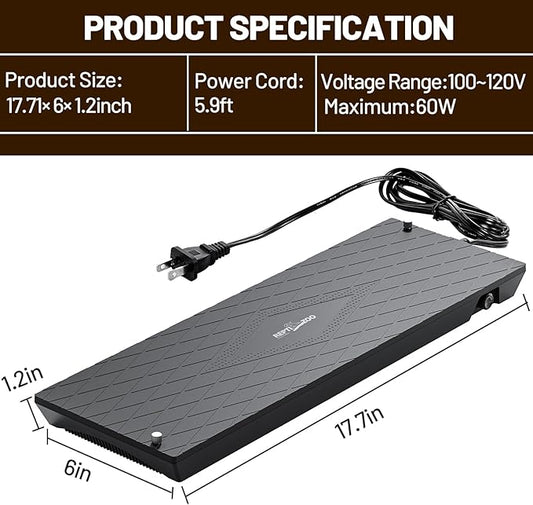 REPTI ZOO Reptile Heat Panel Adjustable Temperature Reptile Heating Plate, Mountable Under Lid, for Hermit Crabs/Leopard Geckos/Turtles/Snakes/Lizards