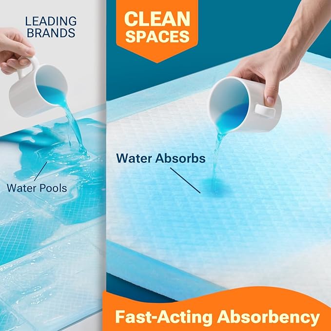 Clean Spaces Super Absorbent Puppy Pads 22"x22" 30 Count, Quick Drying Dog Training Pee Pads, Disposable Underpads for Baby and Adults