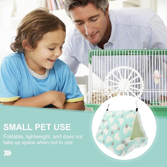 Cabilock Small Animal Warm Cotton Nest Bed, Comfortable Resting Place for Hamsters and Squirrels, 22x21cm Blue Sleeping House for Winter