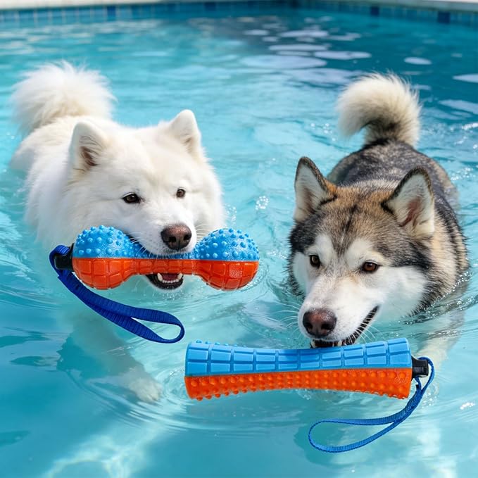 EXPAWLORER Floating Dog Water Pool Toys - 4 Pack Interactive Water Retrieving Fetch Speaky Chew Toy for Small Medium Large Dogs, Durable Dog Chew Toys for Summer Essentials Outdoor Beach Yard