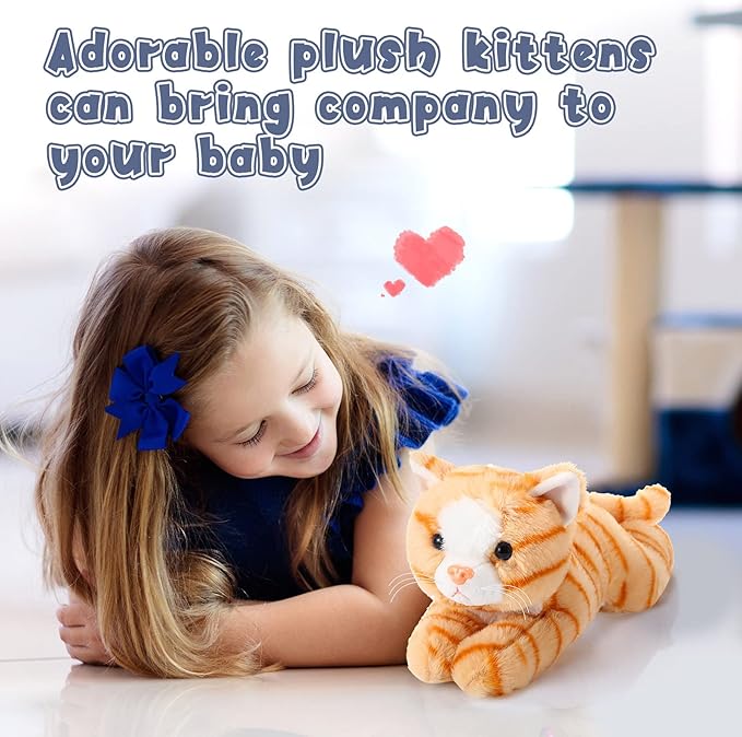 3 Pcs 9 Inch Cat Stuffed Animal Plush Gift Baby Shower Party Favors Cute Kitten Plush Toys Small Cat Stuffed Animal Soft Sleeping Supplies for Boys Girls Toddlers Birthday(Regular Style)