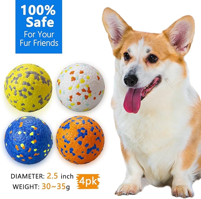 Dog Ball Toys Dog Tennis Ball for Aggressive Chewers Indestructible Bouncy Lightweight Water Toy Fetch Ball for Large Medium and Small Dog