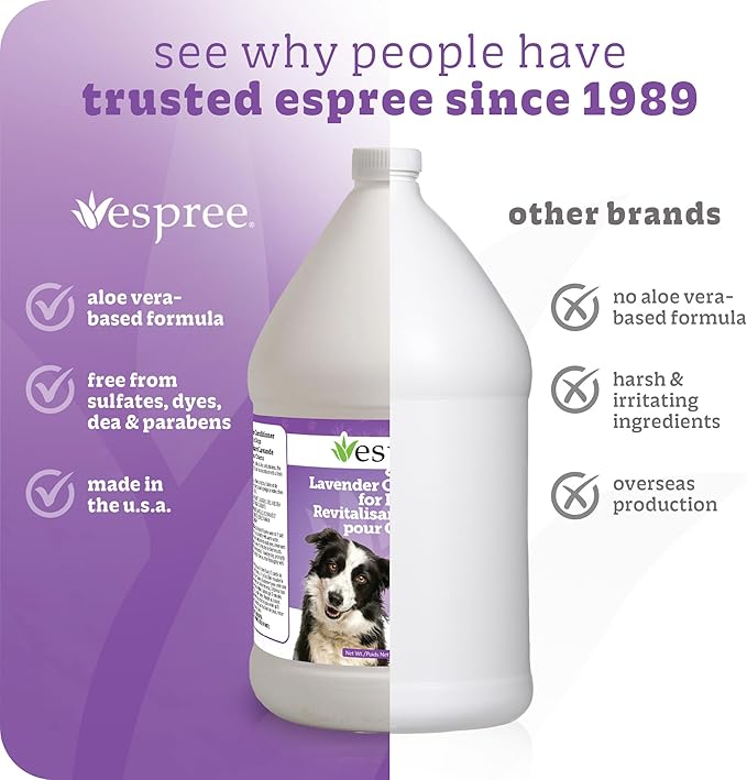 Espree Calming Lavender Dog Conditioner, Soothing Pet Conditioner with Lavender & Chamomile for Stress Relief, Moisturizing & Conditioning, Ideal for Dogs with Sensitive Skin, Fresh Scent, Gallon