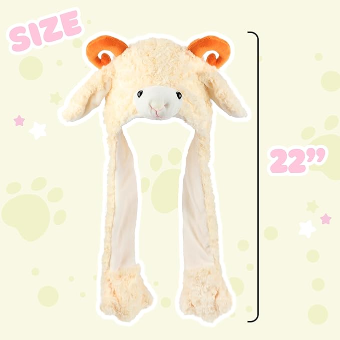 Bubblepompom Animal Hat with Ears Moving Jumping Pop Up Beating Hat Plush Holiday Cosplay Dress Up Funny Gift for Kids