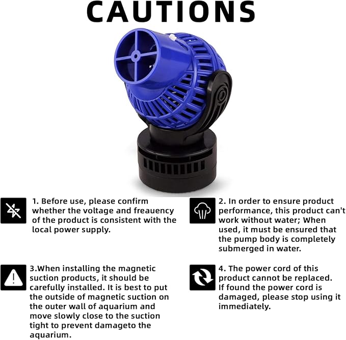 1050 GPH Aquarium Circulation Pump Wave Maker Power Head with magnetic mount Suction Blue