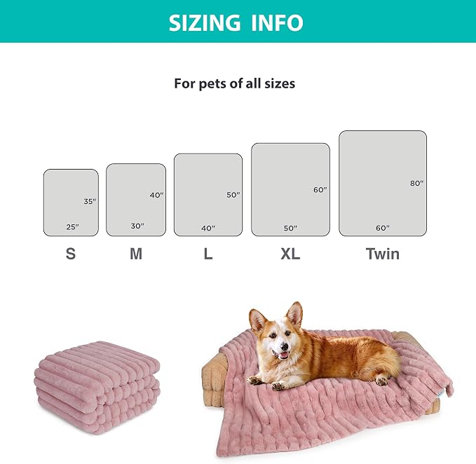 Waterproof Pet Blanket for Large Dogs & Cats - Reversible Calming Plush, Washable Furniture Cover for Couch, Bed, Car Seat, Blocks Leaks, Stains & Pet Fur (Pink, 30"x40")