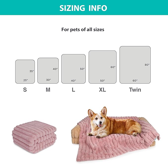 Waterproof Pet Blanket for Large Dogs & Cats - Reversible Calming Plush, Washable Furniture Cover for Couch, Bed, Car Seat, Blocks Leaks, Stains & Pet Fur (Pink, 50"x60")