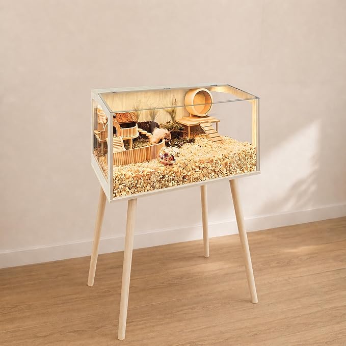 PROLEE Hamster Cage with Legs, Guinea Pig Cages Chew Proof, Hamster House, Hamster Cages and Habitats with Lockable Design, Small Animal Cage, 24" L x 16" W x 40" H