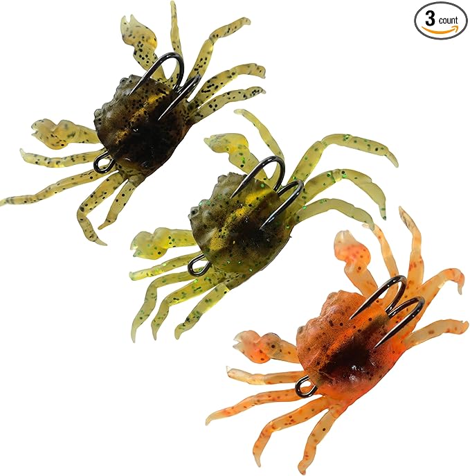 Saltwater Fishing Lures with Sharp Hooks, 3 Colors Crab Bait Soft Swimbait Stuff, Fish Bites Saltwater Bait