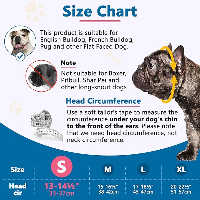 BARKLESS French Bulldog Muzzle, Soft Silicone Short Snout Dog Muzzle for Pug Boston Terriers, Brachycephalic Dog Mouth Guard to Prevent Biting, Ideal for Grooming, Allows Panting (Hot Pink, S)