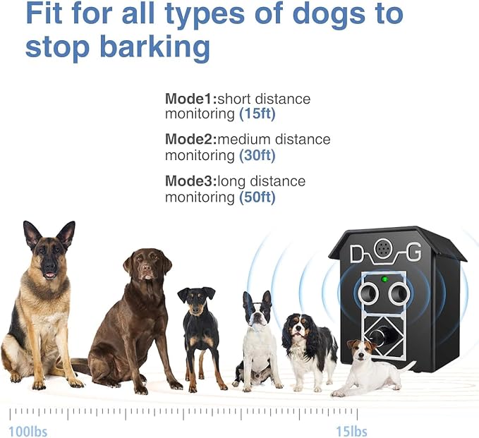 Anti Barking Device, 3 Adjustable Frequency Ultrasonic Dog Barking Deterrent Devices Pet Gentle Anti Barking Device Sonic Bark Control Device Stop Dog Barking Device Indoor Outdoor for Dogs Anti Bark