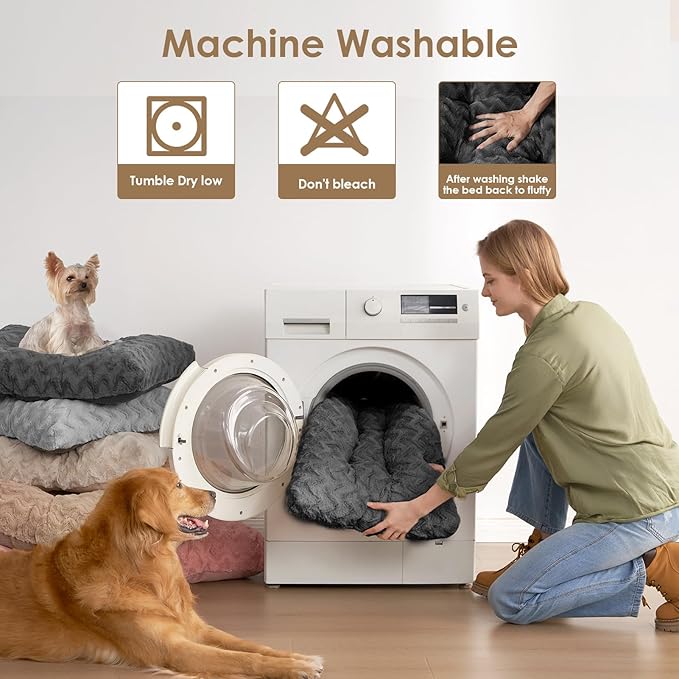 EHEYCIGA XXL Washable Dog Bed for Crate 47x29 Inch, Reversible Kennel Pad for Extra Large Dogs Weight Up to 100 lbs, Plush and Comfy Pet Sleeping Mat, Charcoal