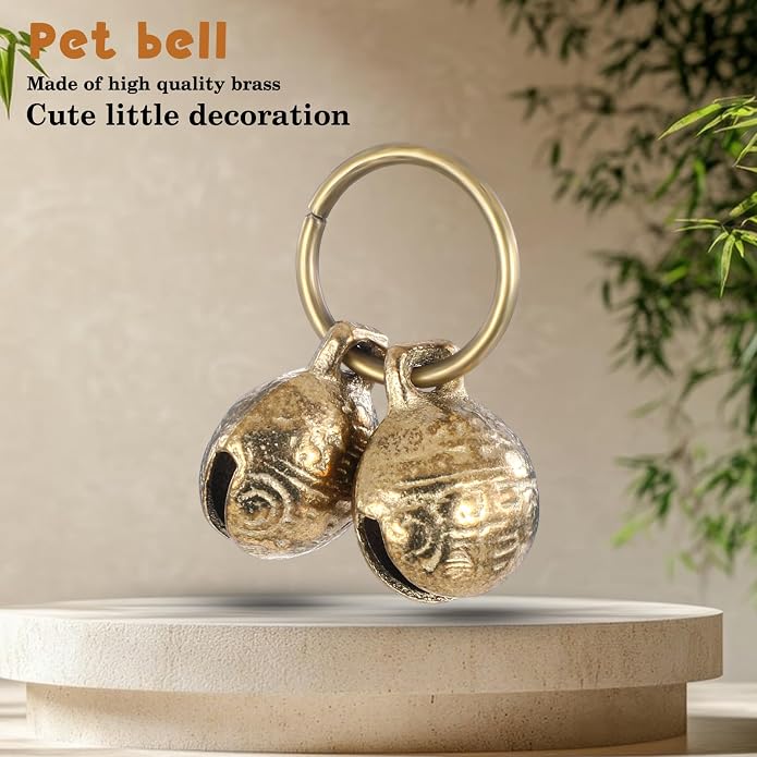 Styquenzer Copper Bell for Dog Collar, 4 PCS Brass Dog Bells Extra Loud Collar Bell for Pet Tracking Anti Lost Training Pets Pendant Accessories Anti Theft Bells for Little Dogs & Cats