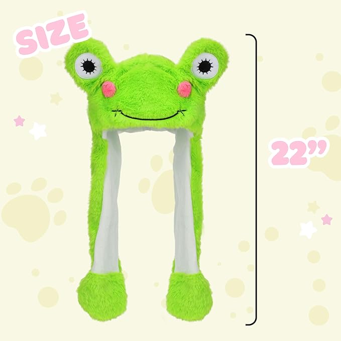 Bubblepompom Animal Hat with Ears Moving Jumping Pop Up Beating Hat Plush Holiday Cosplay Dress Up Funny Gift for Kids