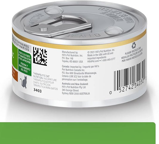 Hill's Prescription Diet Metabolic Weight Management Wet Cat Food, Vegetable & Chicken Stew, 2.9 oz. Cans, 24-Pack