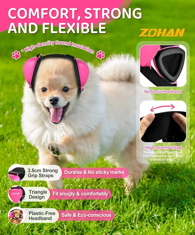 ZOHAN DG02 Upgraded Dog Ear Muffs Noise Protection - Dog Headphones Noise Cancelling with No Plastic for Fireworks, Thunder