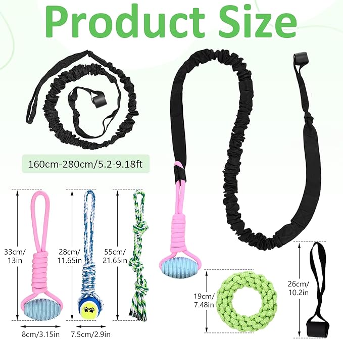 Hiboom 6 Pcs Interactive Dog Tug of War Toy Set Hanging from Tree and 4 Chew Ropes Teething Rope for Teeth Cleaning Dog Bungee Toy for Small/Medium Dogs with Aggressive Chewing Habit, Dogs Supplies