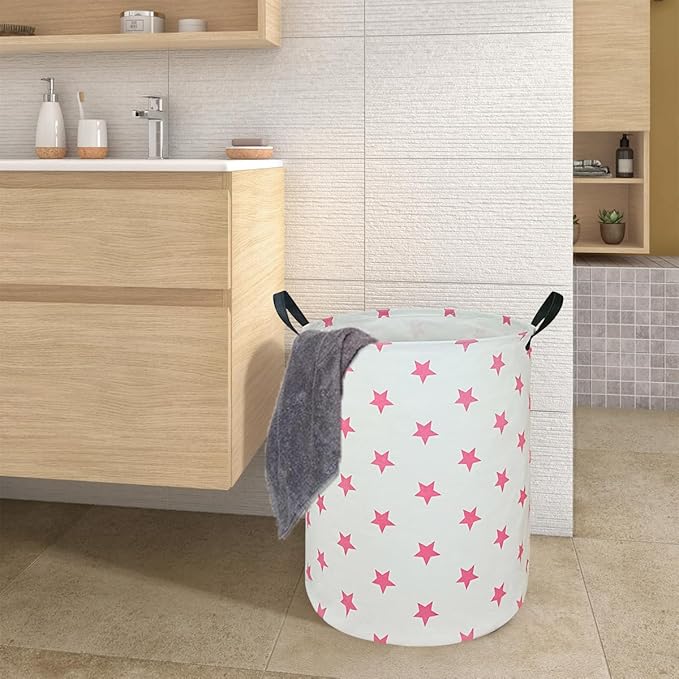 Kids Laundry Hamper Storage Basket Laundry Organizer Hamper Storage Bins Clothes Box Nursery Hamper Gift Basket with Handles (Star)