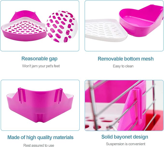 kathson Triangle Potty Trainer Corner Bunny Toilet Guinea Pig Litter Bedding Plastic Box Pet Pan for Rabbit Chinchilla Hamster Ferret Small Animal (Yellow)
