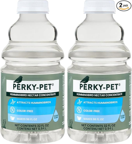Perky-Pet Hummingbird Nectar Concentrate for Hummingbird Feeder - 32 oz - Makes 96 FL OZ of Food Nectar - 238CL,(Pack of 2)